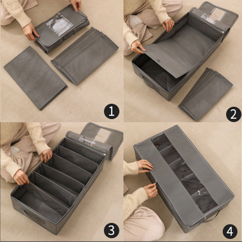 Sturdy Under Bed Shoe Storage Organizer with Adjustable Dividers Underbed Shoes Closet Storage Solution with Clear Window, Breathable,space-saving