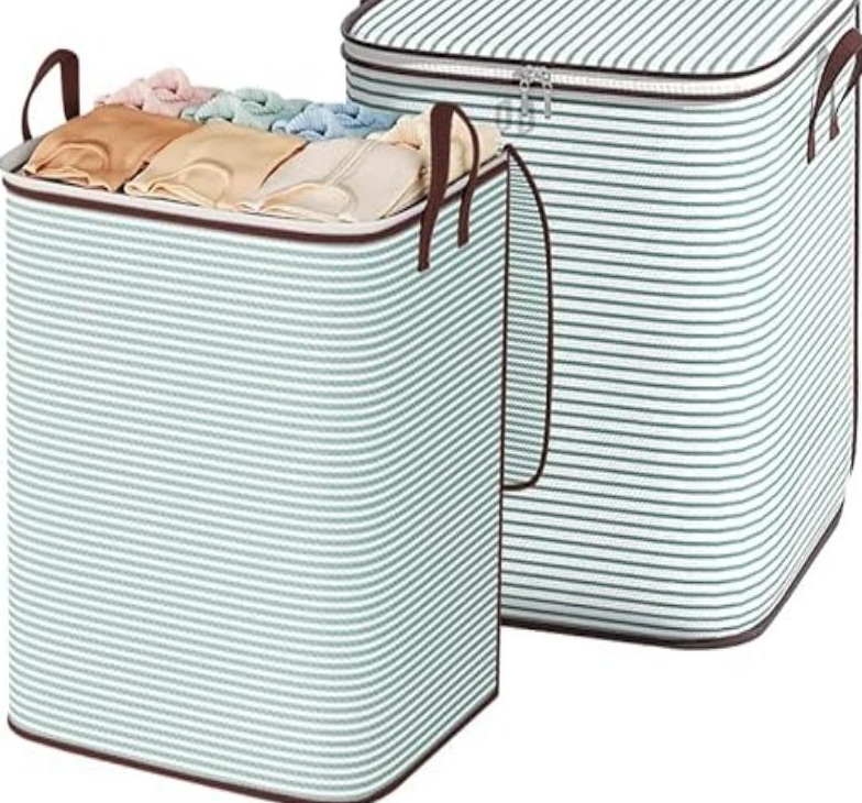 Clothes Storage Bags Foldable Storage Bin Blanket Organizers Clothing Containers Box with Reinforced Handles for Comforters Bedding Clothing