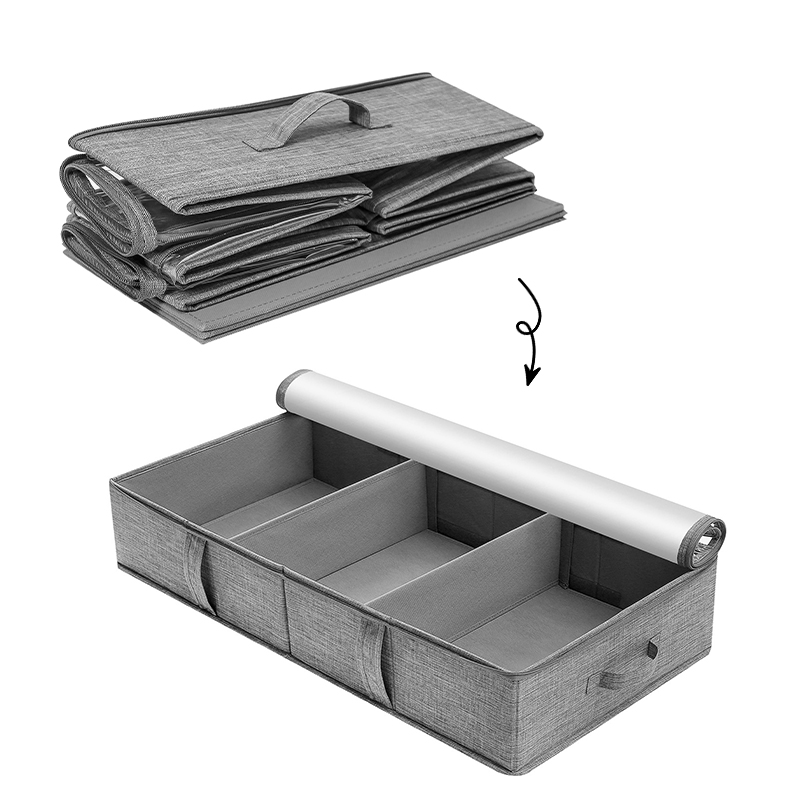 Under Bed Storage Containers Underbed Storage Box with Sturdy Sidewalls/Bottom and 4 Handles for Clothes, Blanket, Pillows and Shoes, Thick Fabric with Sturdy Structure