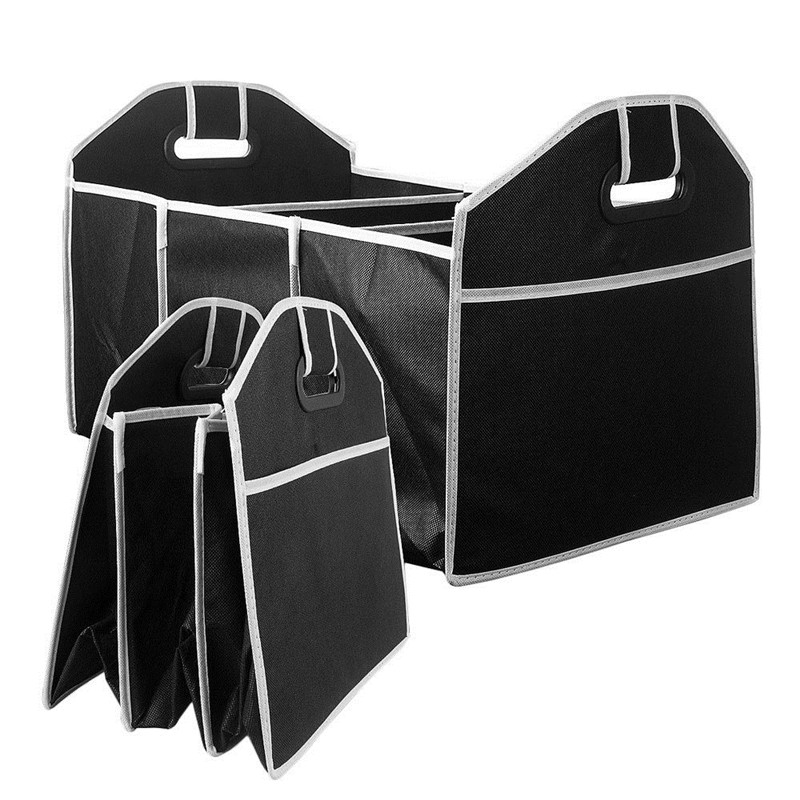 600D Oxford Fabric Folding Car Trunk Storage Boxes Bins Multi-Compartment Car Organizers Auto Accessories Sundries Suitable for Any Car, SUV, Mini-Van, Black