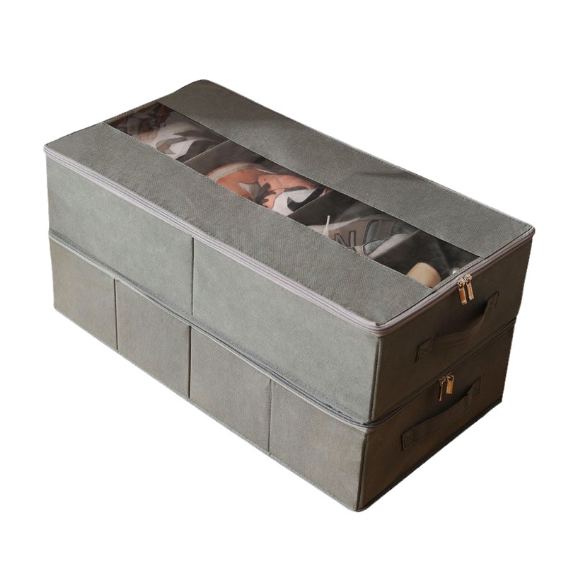 Sturdy Under Bed Shoe Storage Organizer with Adjustable Dividers Underbed Shoes Closet Storage Solution with Clear Window, Breathable,space-saving