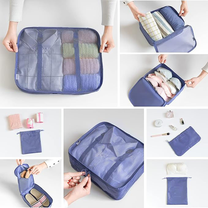 Suitcase Organizer Set, Packing Cubes Clothes, Shoe Bag Travel Organizer Cosmetic Packing Bags for Suitcases