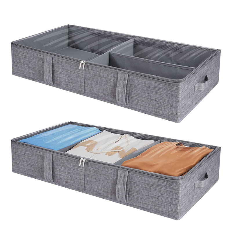 Under Bed Storage Containers Underbed Storage Box with Sturdy Sidewalls/Bottom and 4 Handles for Clothes, Blanket, Pillows and Shoes, Thick Fabric with Sturdy Structure