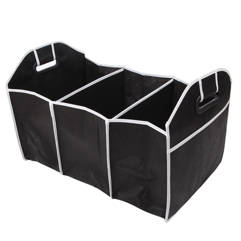 600D Oxford Fabric Folding Car Trunk Storage Boxes Bins Multi-Compartment Car Organizers Auto Accessories Sundries Suitable for Any Car, SUV, Mini-Van, Black