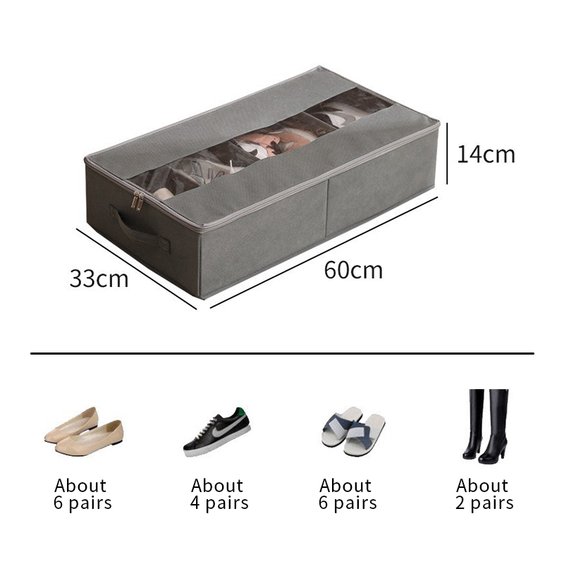 Sturdy Under Bed Shoe Storage Organizer with Adjustable Dividers Underbed Shoes Closet Storage Solution with Clear Window, Breathable,space-saving