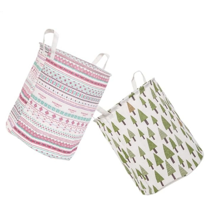 Household Fabric Laundry Basket Folding Toy Cloth Laundry Hamper 