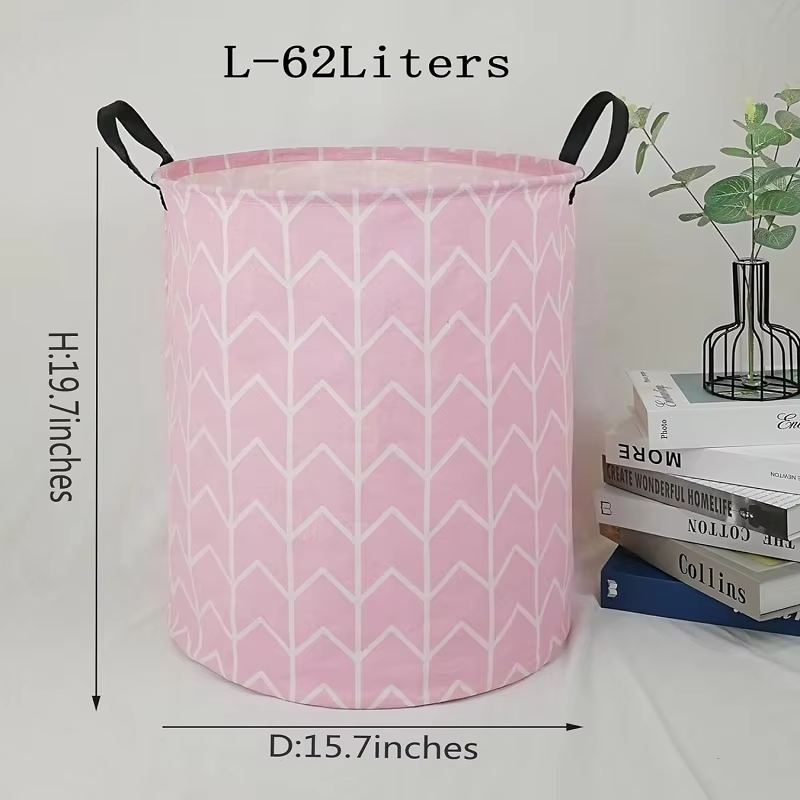 Dirty Clothes Storage Bag Foldale Round Laundry Basket for Bathroom