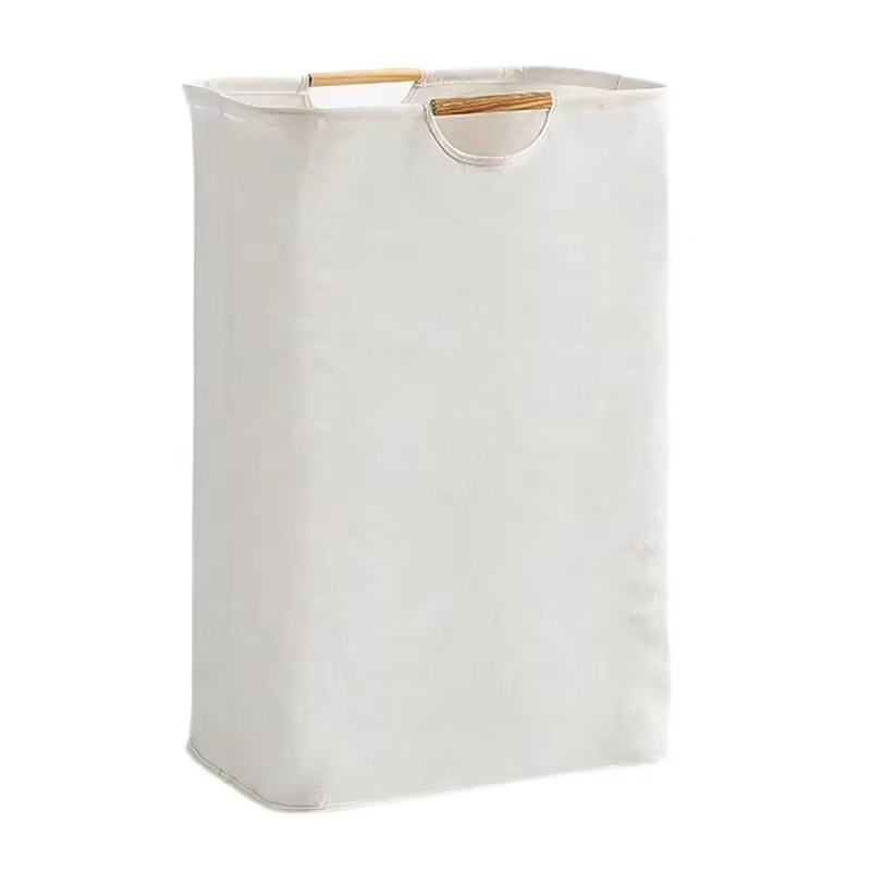 Foldable Laundry Hamper Bag Laundry Baskets with Wooden Handle Household