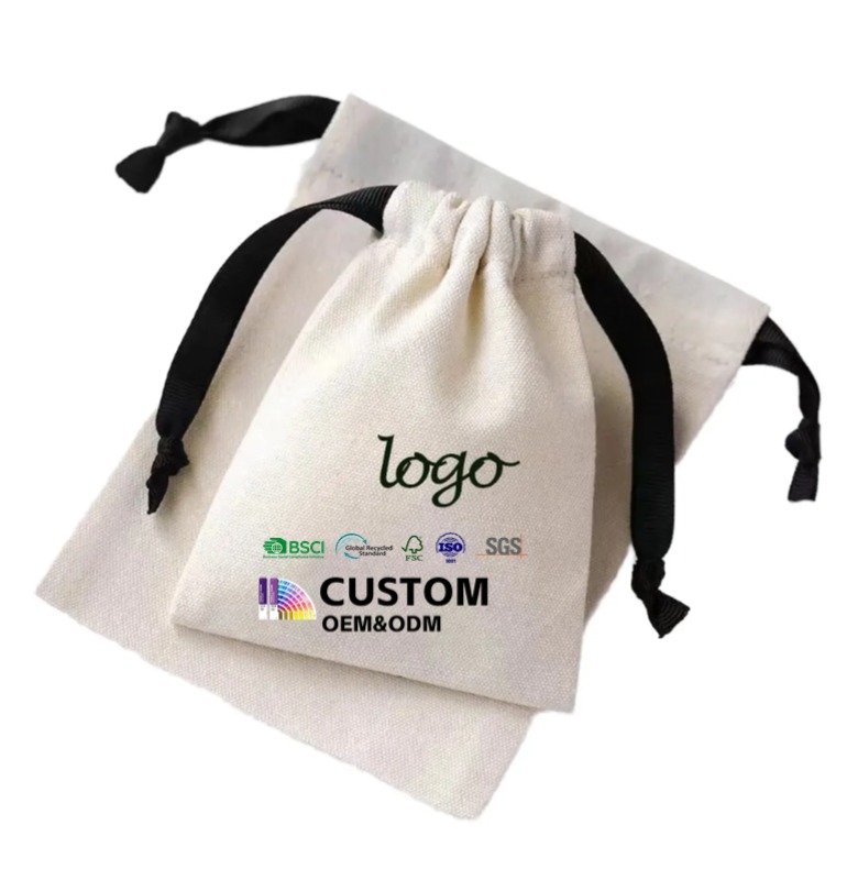 Wholesale Custom Drawstring Bag Cotton Fabric Shopping Bags Reusable