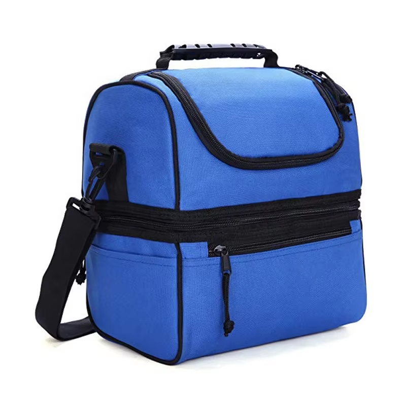 Double-Layer Insulated Cooler Bag Shoulder Strap Handles for Picnics School