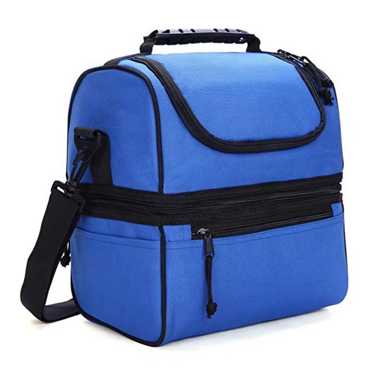 Double-Layer Insulated Cooler Bag Shoulder Strap Handles for Picnics School