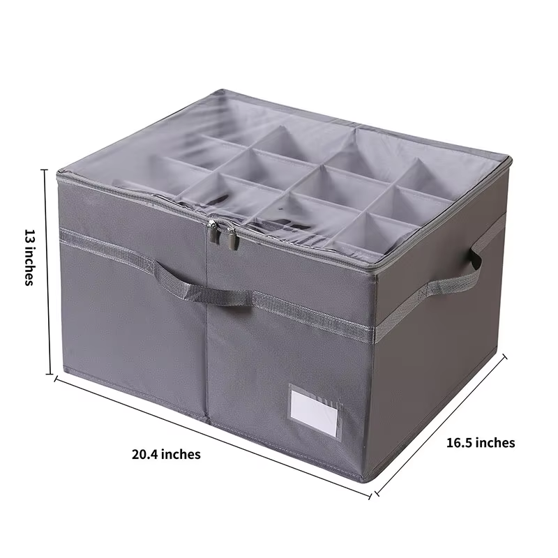 New Polyester 16 Grids Folding Sneakers Sandals Storage Box Bin Folding Washable Shoe Organizer With Handle Lid Zipper