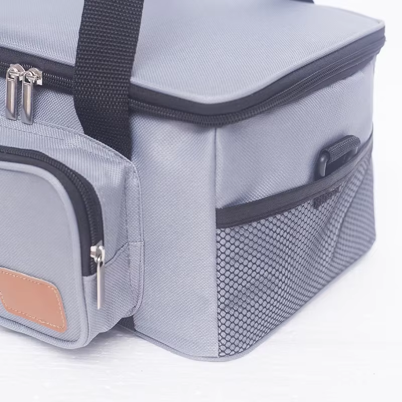 Insulated Cooler Bag Large Lunch Thermal Bag With Mesh Pockets