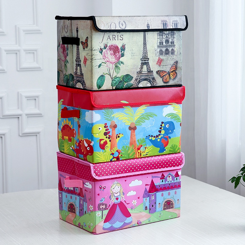 Car Cartoon Storage Boxes with Lid for Organizing Toys Clothes Sundries Children