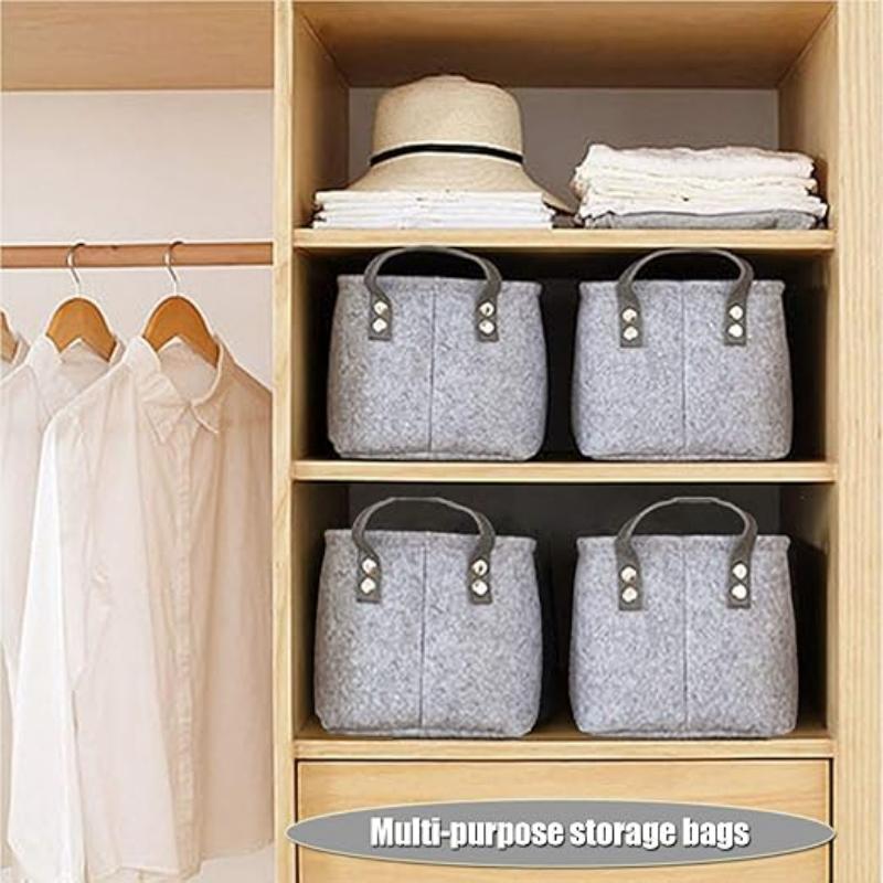 Collapsible Heavy Duty Felt Household Organizer Wardrobe Clothes Fabric Storage Bins Storage Containers Boxes with Handle