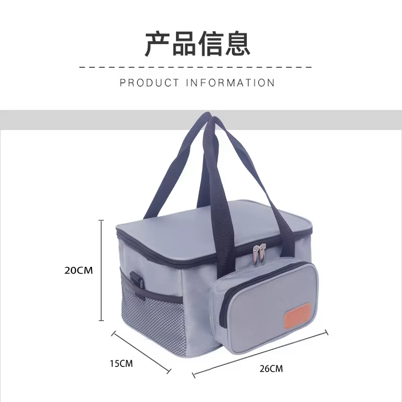Insulated Cooler Bag Large Lunch Thermal Bag With Mesh Pockets