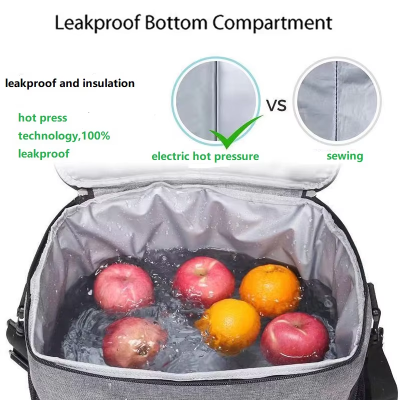 Double-Layer Insulated Cooler Bag Shoulder Strap Handles for Picnics School