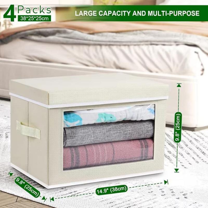 Customized Large Elegant Stackable Storage Household Organizer Wardrobe Clothing Fabric Storage Boxes and Bins with Lid