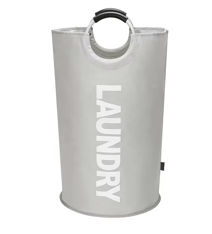 Foldable Tall Laundry Bag for Dirty Clothes Laundry Basket With Mental Handle 