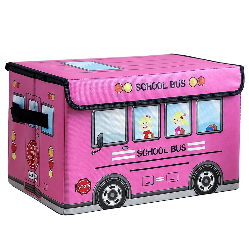 Car Cartoon Storage Boxes with Lid for Organizing Toys Clothes Sundries Children
