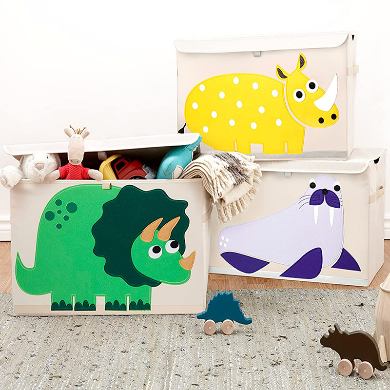 Large Toy Box Chest Storage Organizer with Lid,Collapsible Kids Toys Boxes Basket Bins with Sturdy Handles for Boys and Girls, Nursery, Playroom