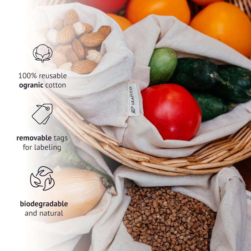 Cotton Drawstring Bag Reusable Cotton Bags for Bulk Food Storage Canvas