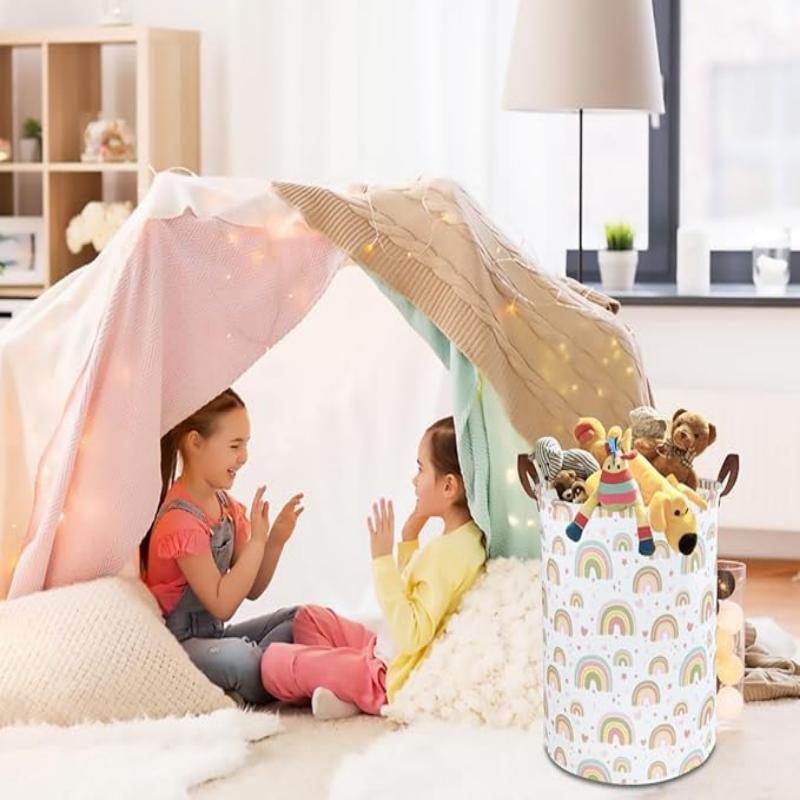 Foldable Round Waterproof Storage Basket Laundry Basket with Handles