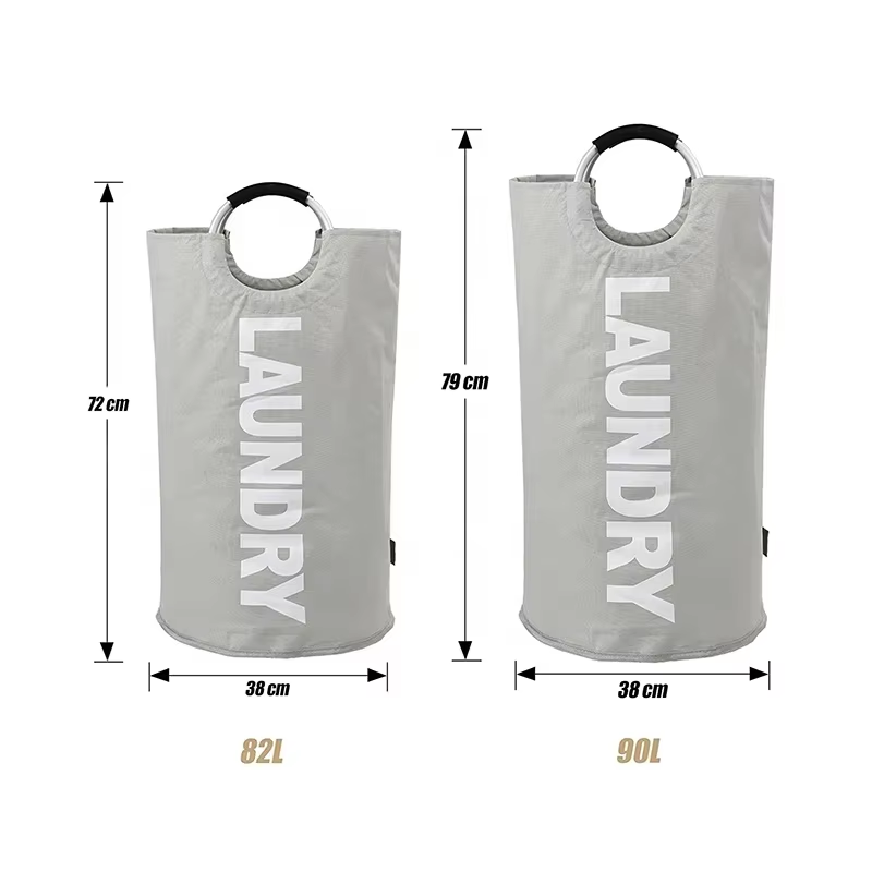Foldable Tall Laundry Bag for Dirty Clothes Laundry Basket With Mental Handle 
