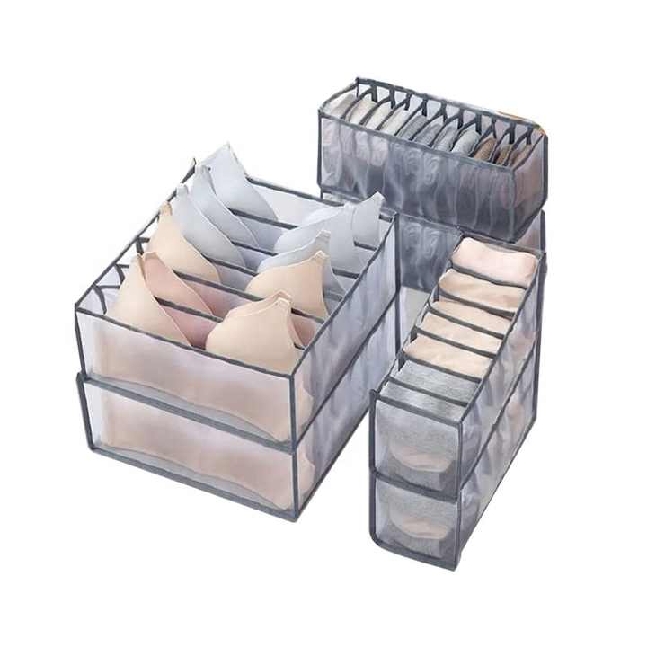 Nylon Closet Drawer Organizer for Underwear Socks Bra Washable Mesh Fabric Storage Box