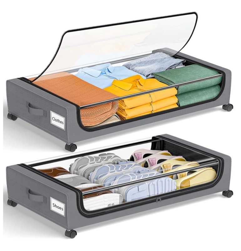OEM Metal Under Bed Storage clear Lids With Wheels Storage Containers