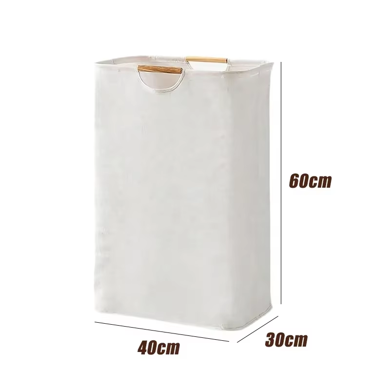 Foldable Laundry Hamper Bag Laundry Baskets with Wooden Handle Household