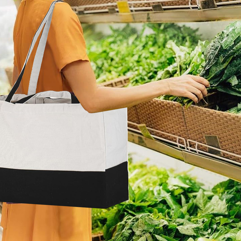 Cotton Two-type Handles Tote Beach Shopping Bag