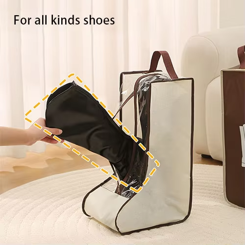 Non Woven Shoe Storage Bag with Sturdy Handle Portable Short & Tall Boots Protector Bag for Travel