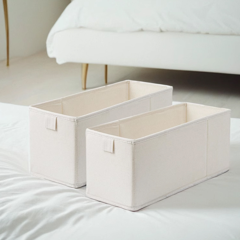 Cotton Linen Drawer Organizer Container Storage Box