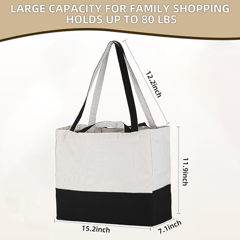 Cotton Two-type Handles Tote Beach Shopping Bag