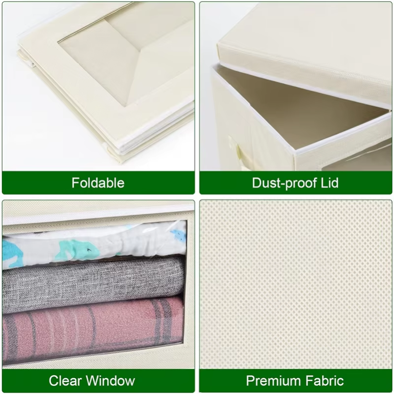 Customized Large Elegant Stackable Storage Household Organizer Wardrobe Clothing Fabric Storage Boxes and Bins with Lid