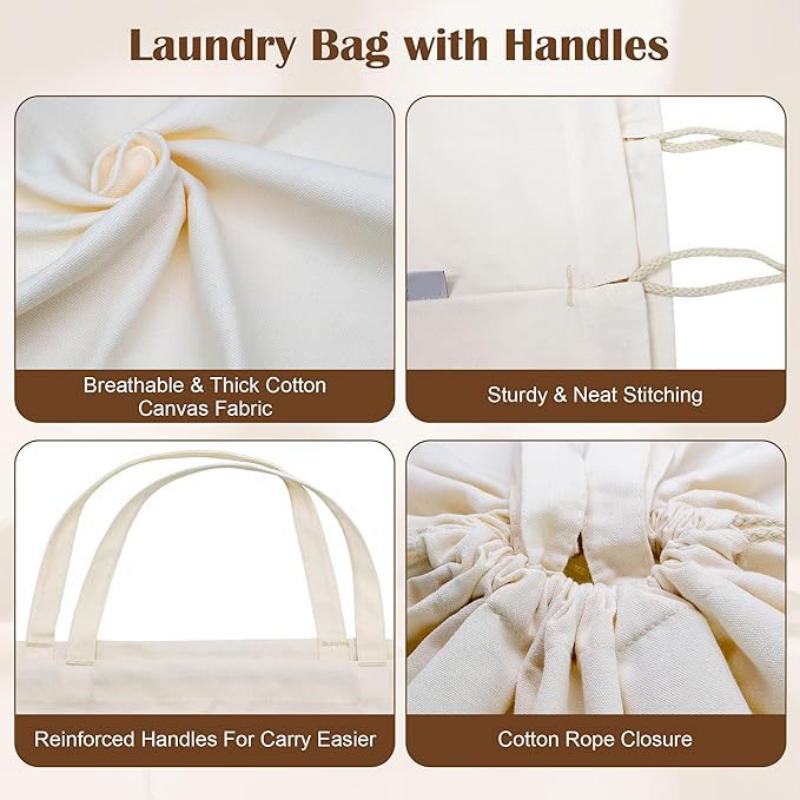 Heavy Duty Canvas Cotton Drawstring Pouch Bag Laundry Bags