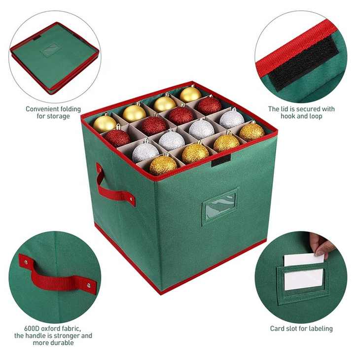 Extra Large Folding 64 Christmas Ball Storage Containers with Lid