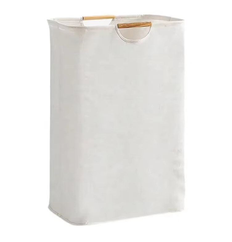 Foldable Laundry Hamper Bag Laundry Baskets with Wooden Handle Household
