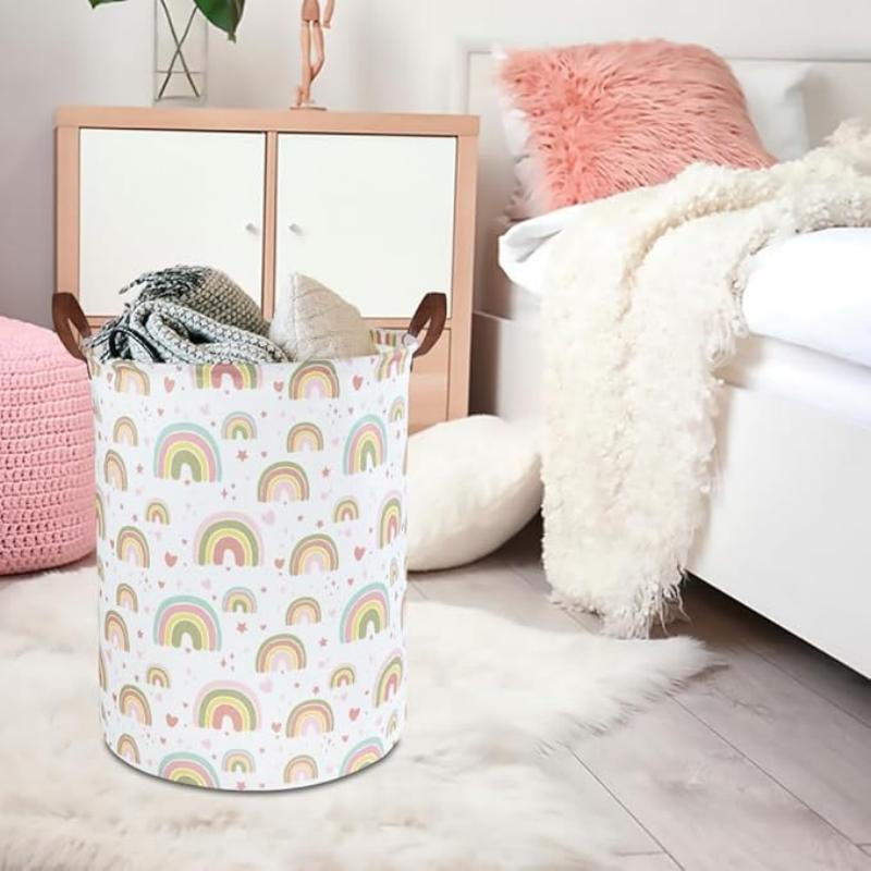 Foldable Round Waterproof Storage Basket Laundry Basket with Handles