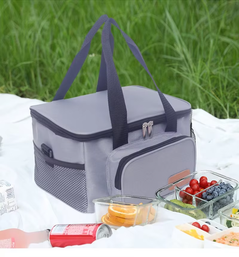Insulated Cooler Bag Large Lunch Thermal Bag With Mesh Pockets