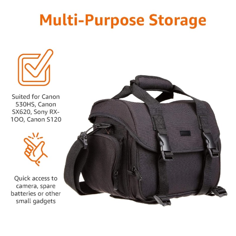 Customized Basics Large DSLR Gadget Bag Crossbody and Handle Camera Bag, Portable with 5 Compartments Interior