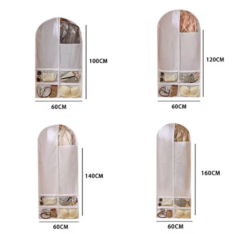Dustproof Garment Cover with Transparent Pockets Garment Bag for Clothing