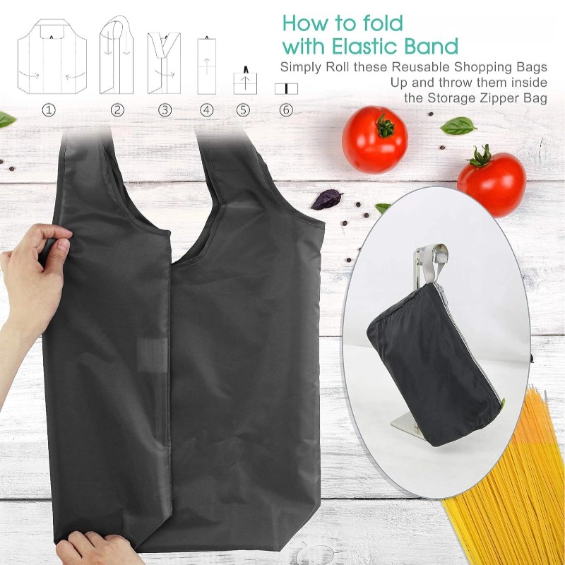 Custom Reusable Grocery Bags Foldable Storage Pouch Shopping Bag