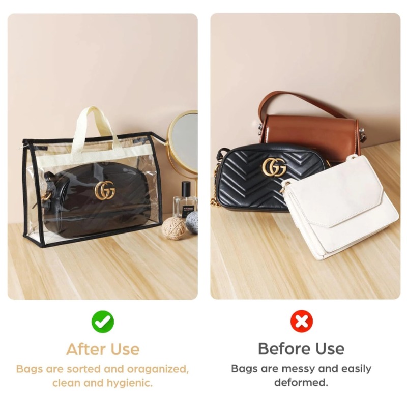 OEM PVC Clear Dust Bags Zipper, Transparent Handbag Storage for Handbags