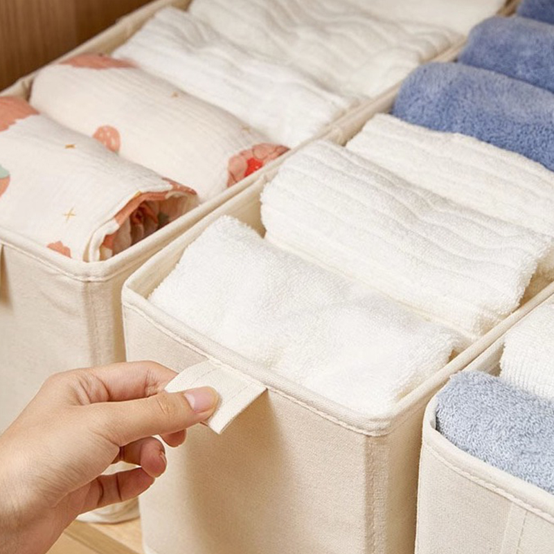 Cotton Linen Drawer Organizer Container Storage Box