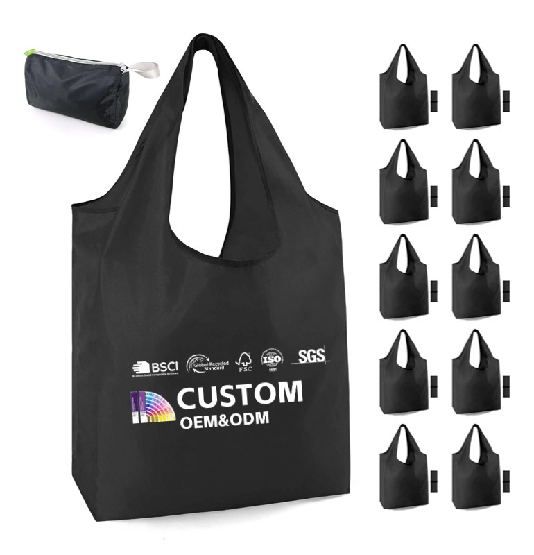 Custom Reusable Grocery Bags Foldable Storage Pouch Shopping Bag