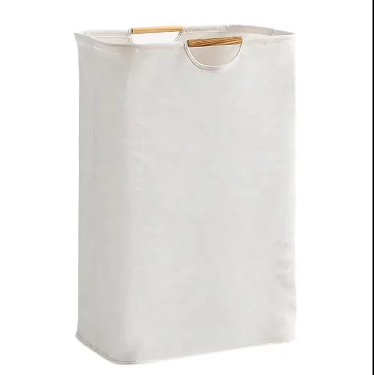 Foldable Laundry Hamper Bag Laundry Baskets with Wooden Handle Household