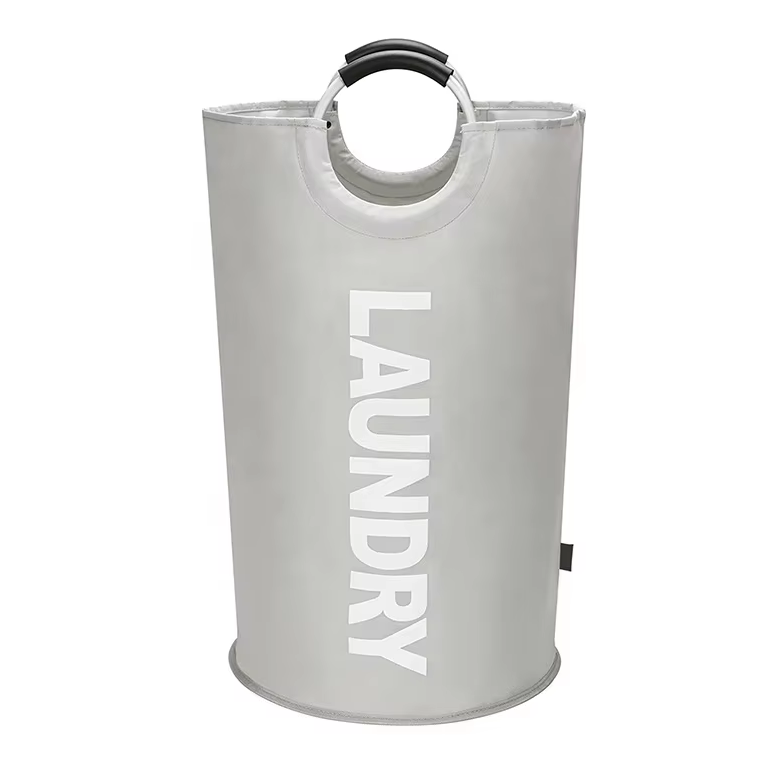 Foldable Tall Laundry Bag for Dirty Clothes Laundry Basket With Mental Handle 