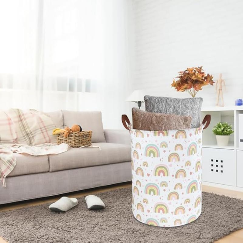 Foldable Round Waterproof Storage Basket Laundry Basket with Handles